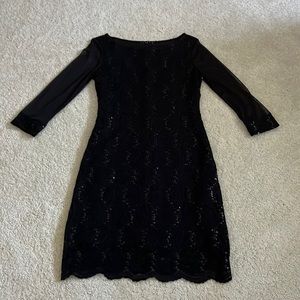 Sequin and lace black dress